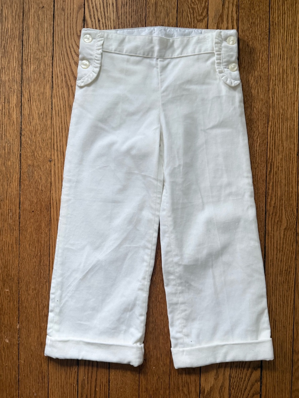 Janie and Jack White Sailor-Style Velvet Pants - Size 4
